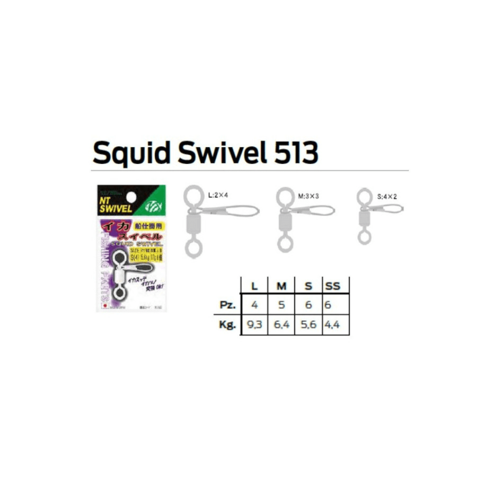 girella e moschettone ideale per le montature di pesca al calamaro NT Swivel Squid 513B