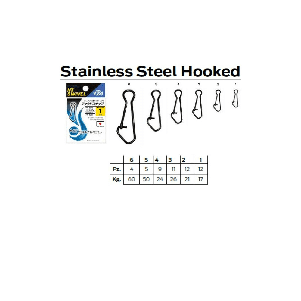 moschettone ideale per diverse tecniche di pesca NT Staineless Steel Hooked