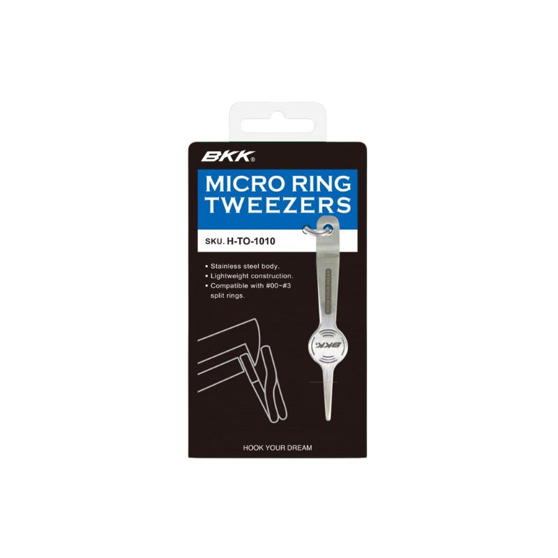 Pinzetta Bkk Micro Ring progettata per aprire piccoli split ring senza danneggiarli.